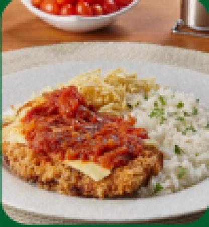 FILÉ DE FRANGO À PARMEGIANA